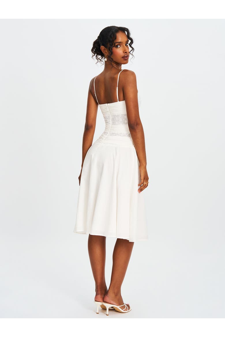 Maelis Eyelet Drop Waist Cotton Midi Dress, Alternate, color, White