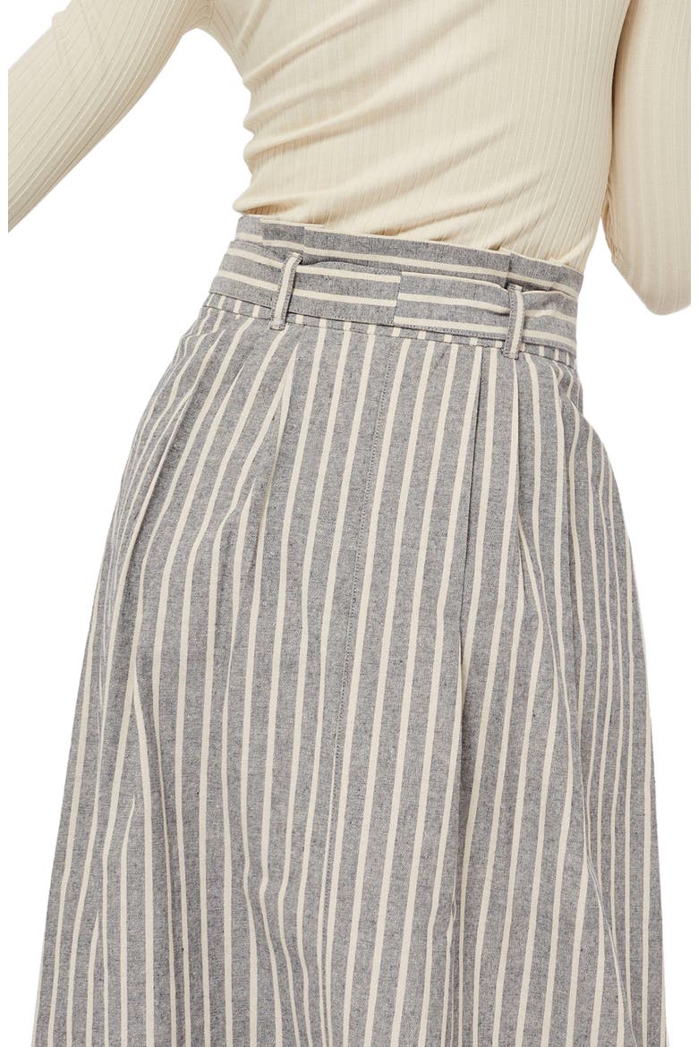 Stripe Tie Waist Midi Skirt, Alternate, color, GREY MULTI