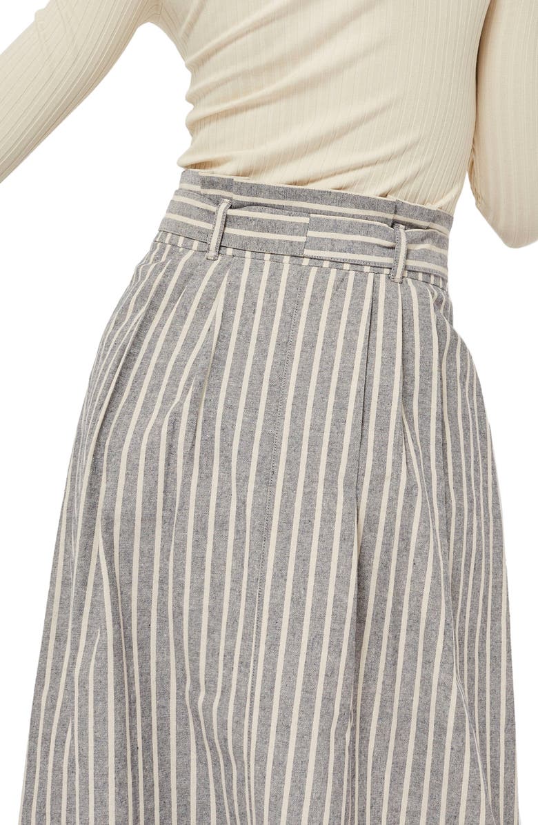 Topshop Stripe Tie Waist Midi Skirt, Alternate, color,