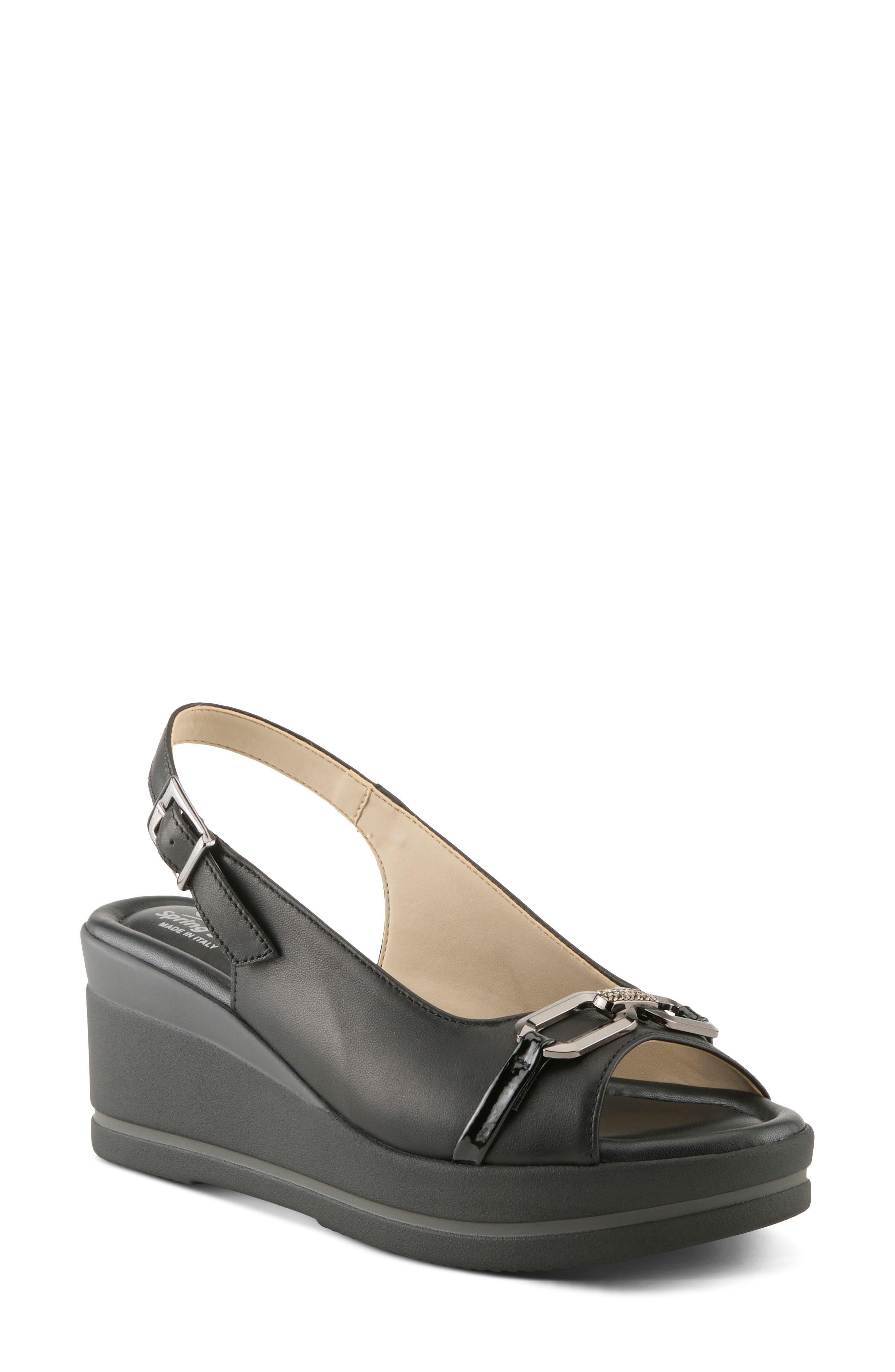 Spring Step Tamra Wedge Slingback Sandal, Main, color, Black
