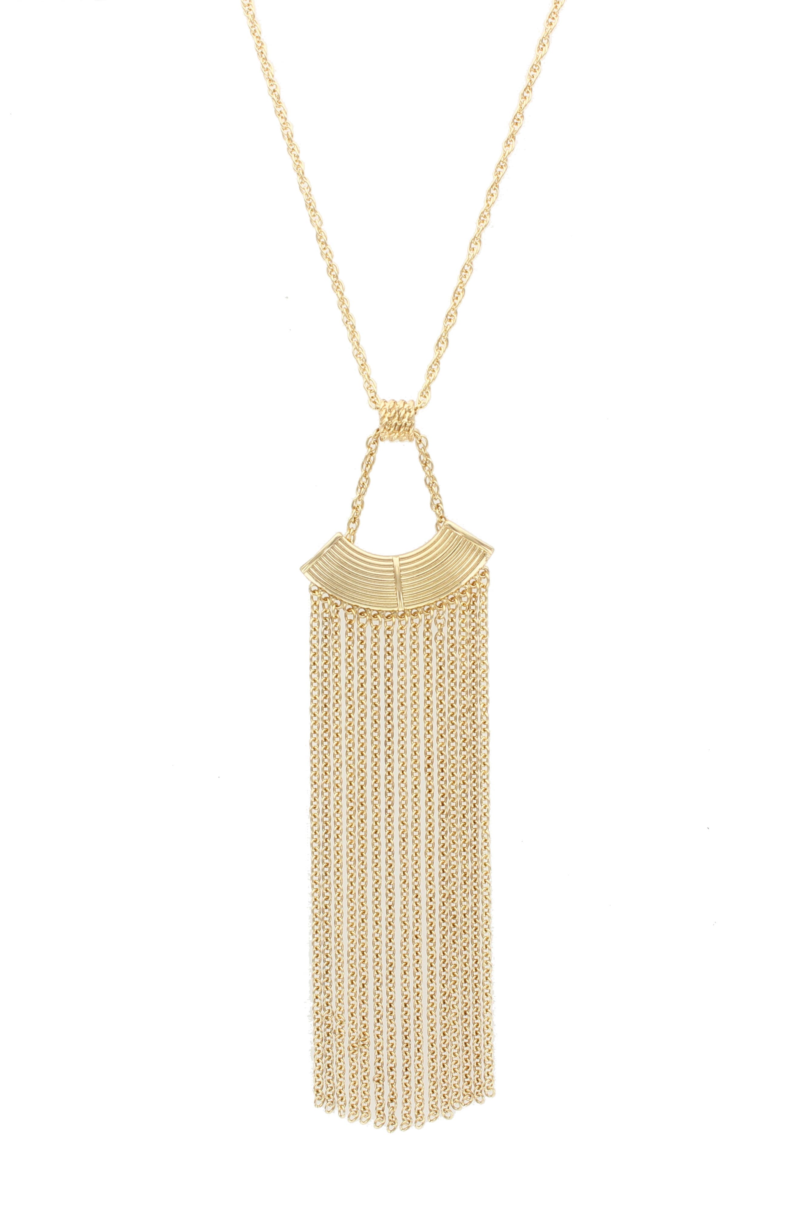 OLIVIA WELLES Bekkah Chain Fringe Pendant Necklace