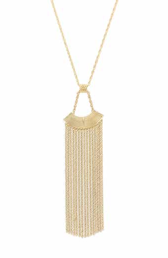 OLIVIA WELLES Bekkah Chain Fringe Pendant Necklace