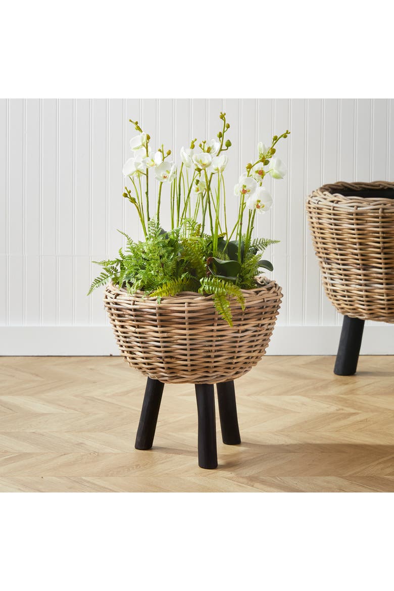 Woven Rattan Dry Basket Plant Riser 17", Alternate, color, Brown