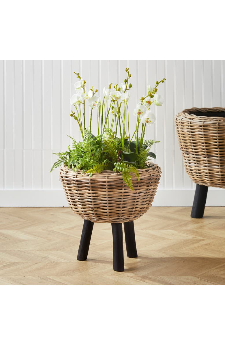 Napa Home & Garden Woven Rattan Dry Basket Plant Riser 17", Alternate, color, Brown