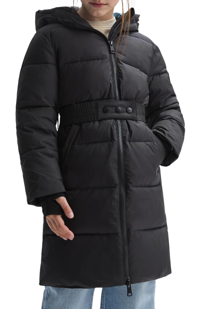 Reiss Kids' Tia Jr. Quilted Hooded Coat, Alternate, color, Black