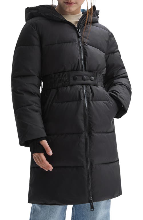 Reiss Kids' Tia Jr. Quilted Hooded Coat In Black