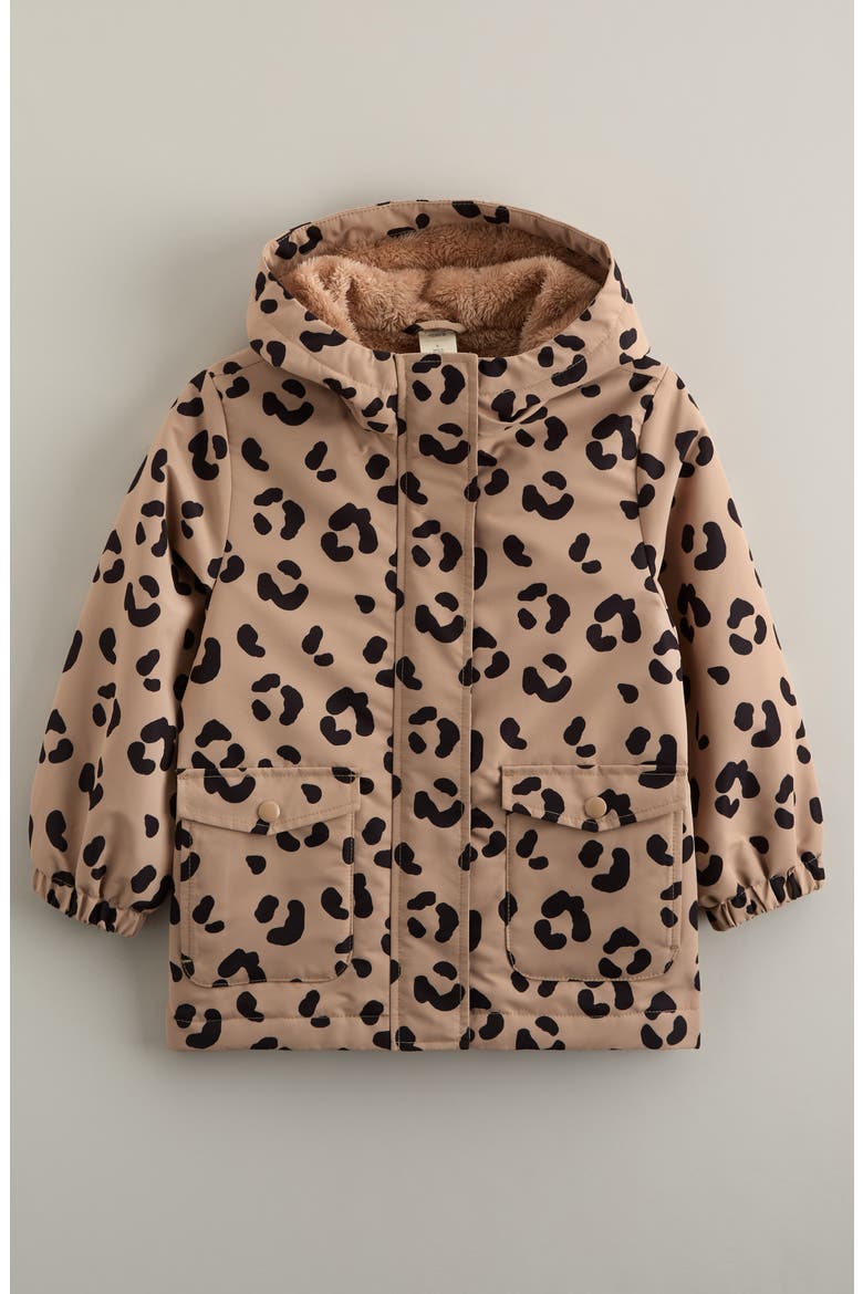 Kids' Fleece Lined Hooded Jacket, Main, color, TAN NATURAL LEOPARD