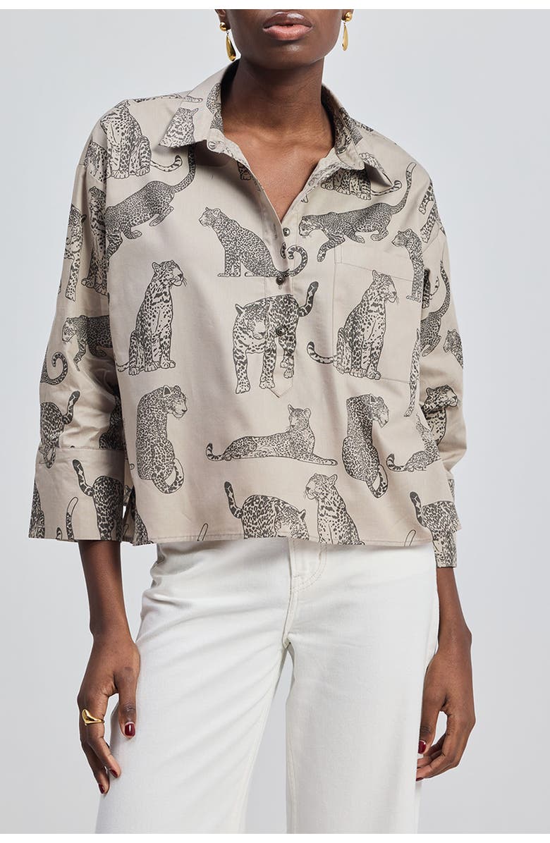 Reistor Oversized Cropped Button-Down Shirt, Main, color, Grey