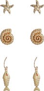 Panacea Sea Life Set of 3 Assorted Earrings
