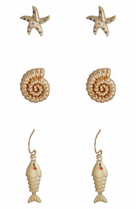 Panacea Sea Life Set of 3 Assorted Earrings