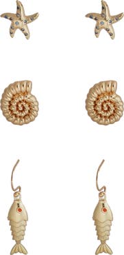 Panacea Sea Life Set of 3 Assorted Earrings