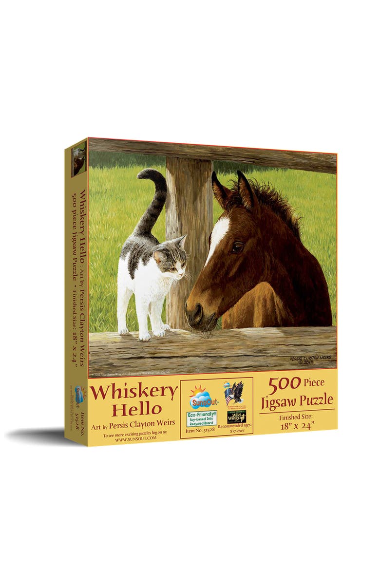 A Whiskery Hello 500 piece Jigsaw Puzzle for Adults, Main, color, Multicolor