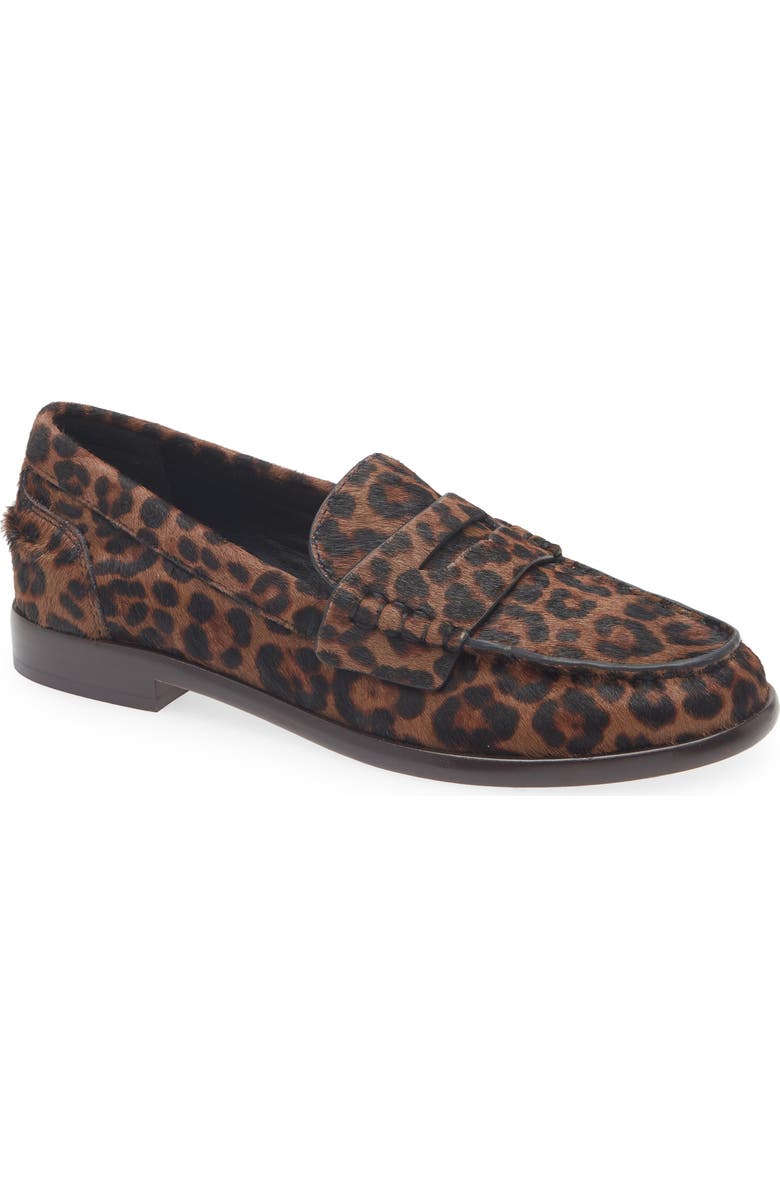 rag & bone Carter Genuine Calf Hair Penny Loafer, Main, color, Leopard
