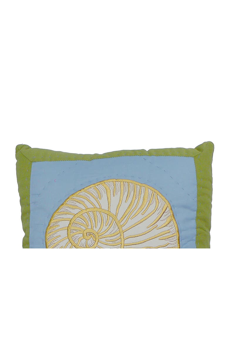 Shell Treasure Needlepoint Mini Accent Pillow 14" x 14", Alternate, color, Green