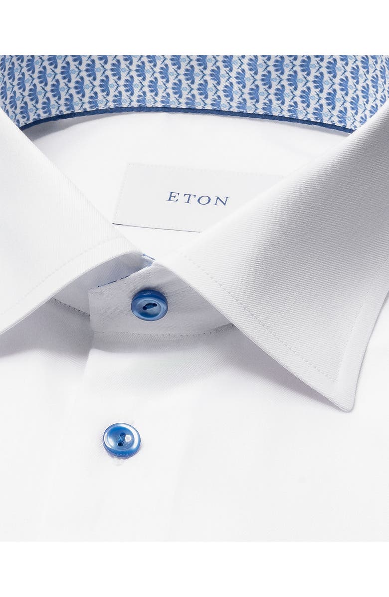 Eton Contemporary Fit Geometric Twill Dress Shirt, Alternate, color, White