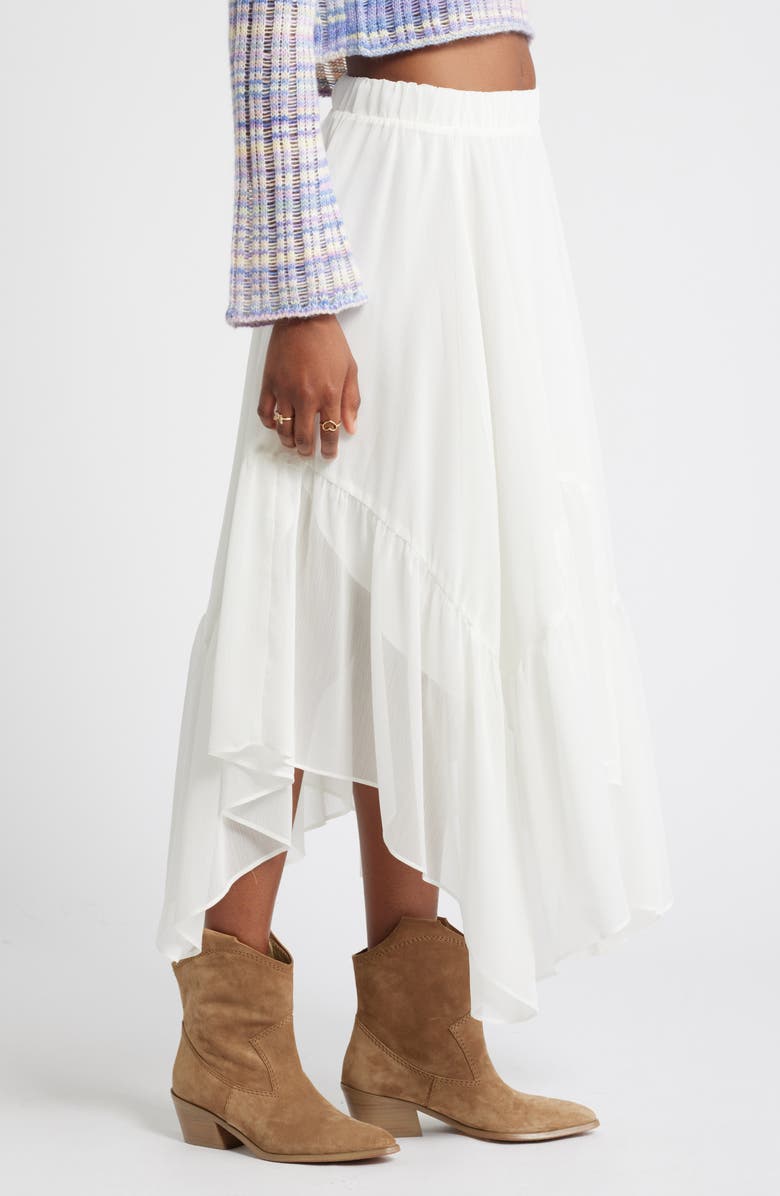 BP. Boho Ruffle Trim Maxi Skirt, Alternate, color, White Blanc