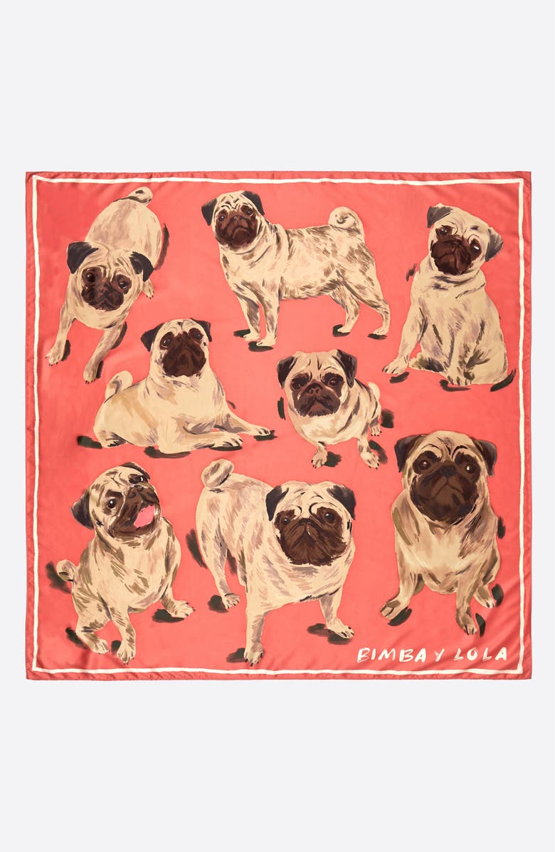 Bimba y Lola Pugs Scarf, Main, color, Coral
