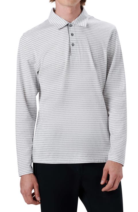 Stripe Cotton Long Sleeve Polo