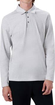 Bugatchi Stripe Cotton Long Sleeve Polo
