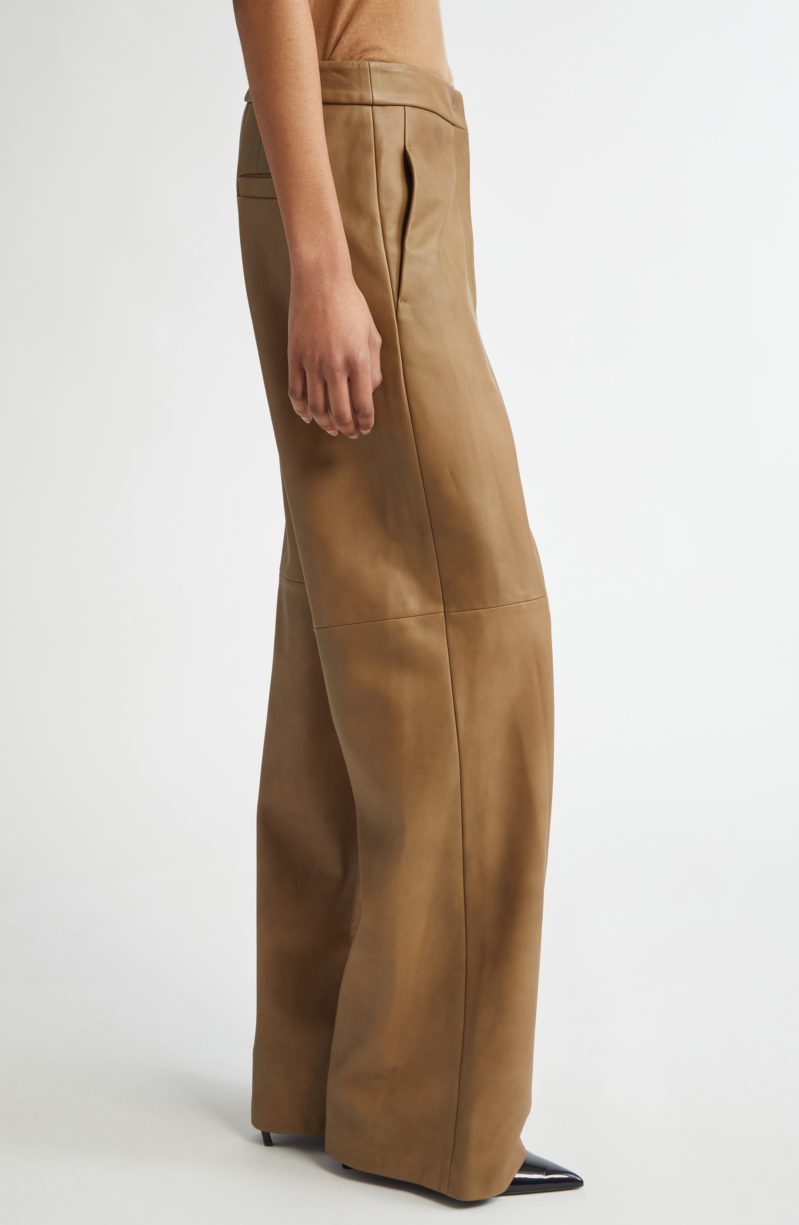 Max Mara Getti Leather Wide Leg Pants (Women) | Nordstrom