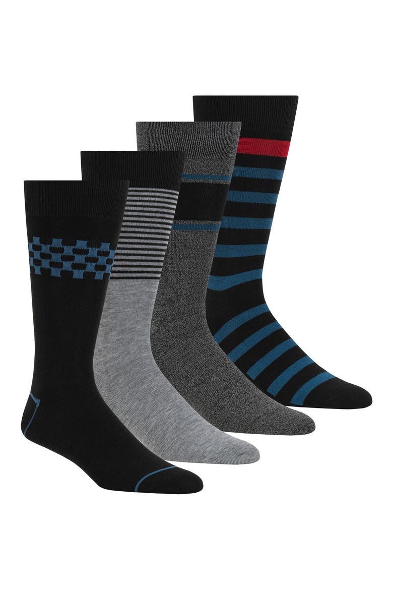 4-Pack Assorted Crew Socks, Alternate, color, BLACK