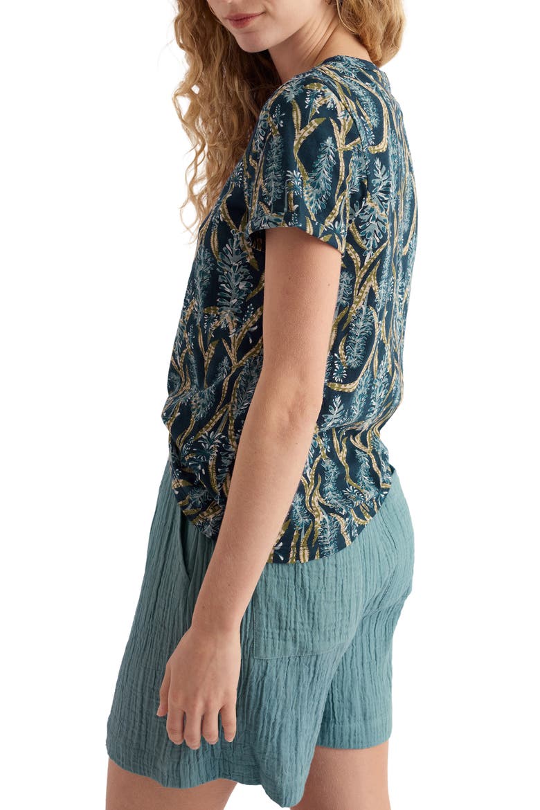 Waterflow Floral Print Organic Cotton Top, Alternate, color, RED HOT POKER MARITIME