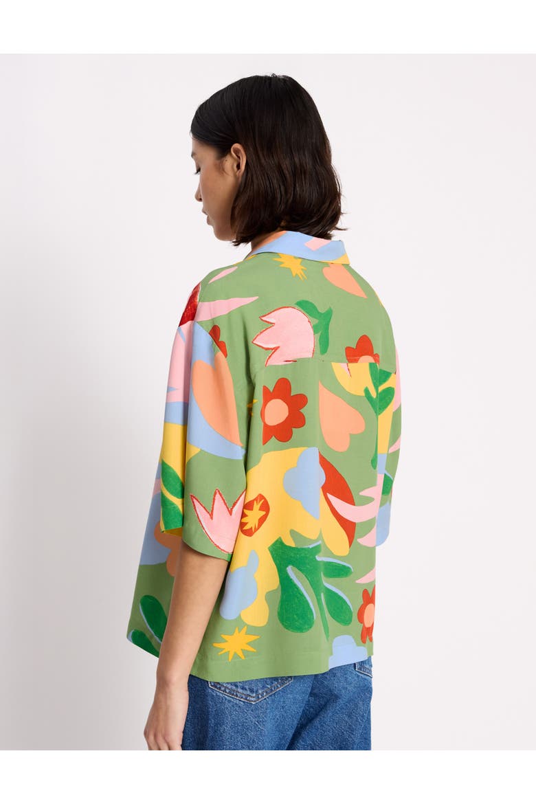 Short Sleeve Relaxed Collar Resort Shirt, Alternate, color, Green