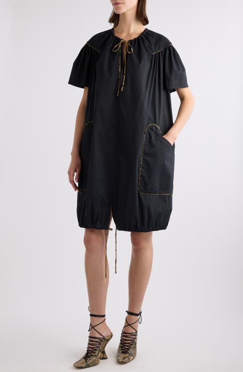 Dries Van Noten Oversize Cotton Poplin Shift Dress In Black