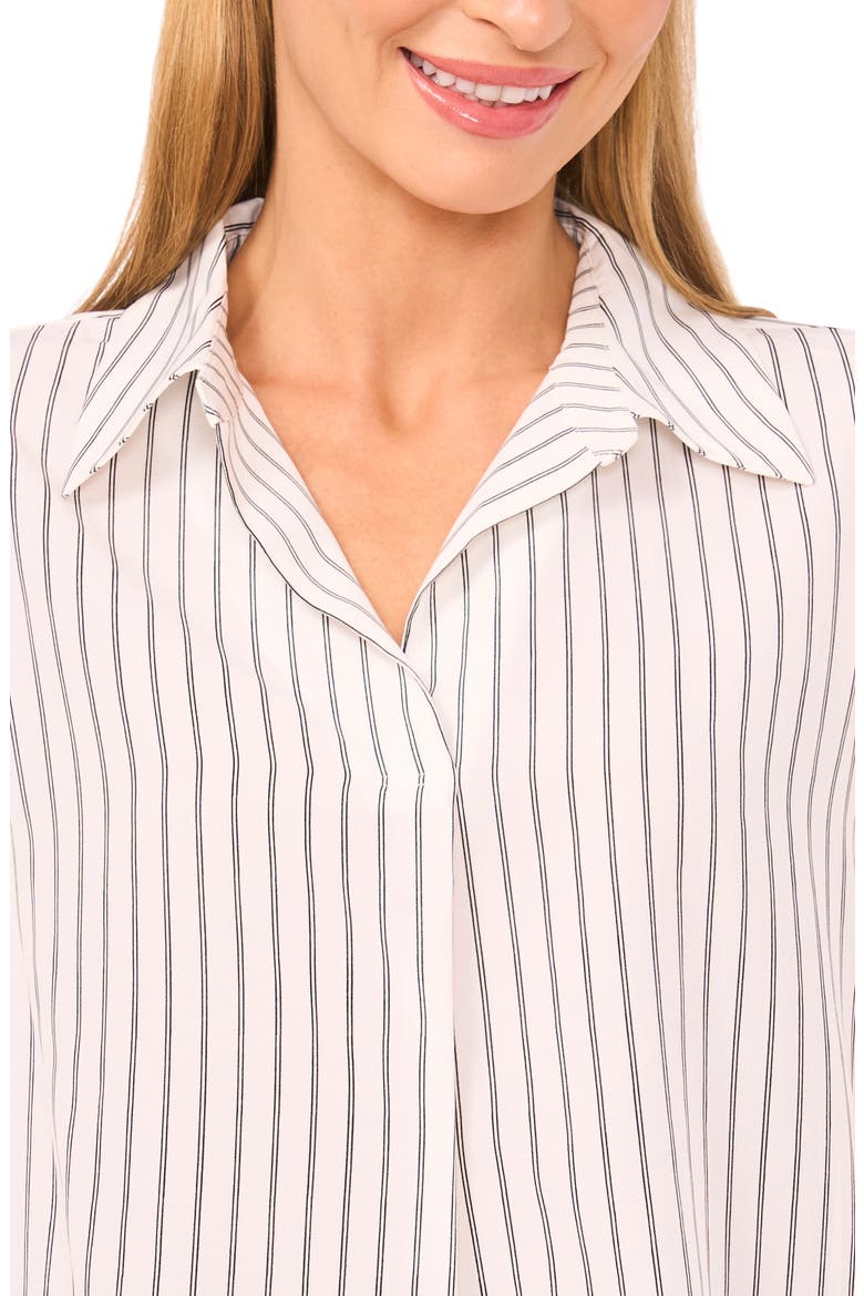 Stripe Johnny Collar Shirt, Alternate, color, NEW IVORY