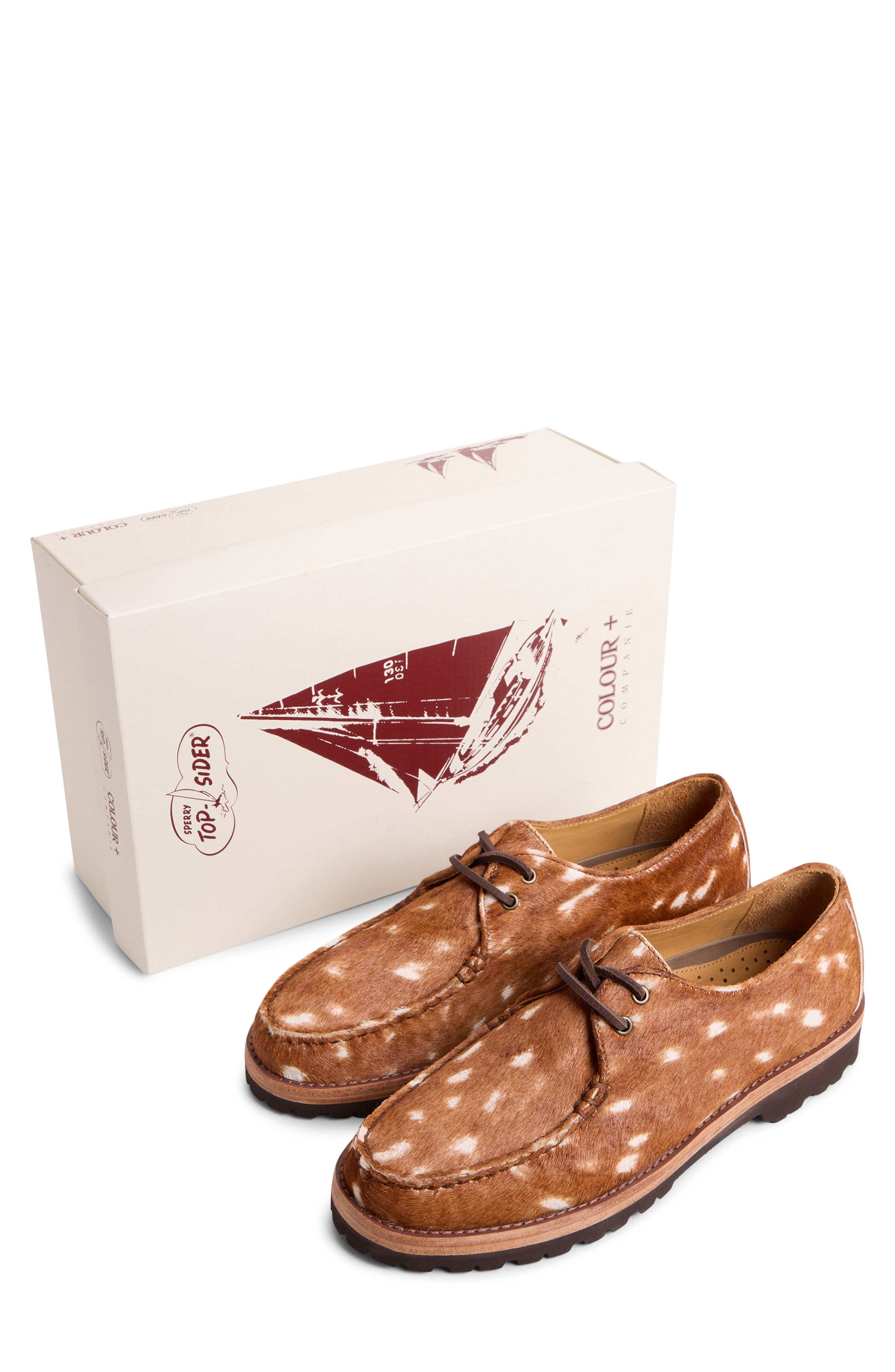 Sperry x Colour Plus Companie Genuine Calf Hair Captains Oxford, Alternate, color, Fawn Leather Pony Hair