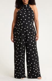 SUGARLIPS Kaline Polka Dot After Hours Halter Jumpsuit