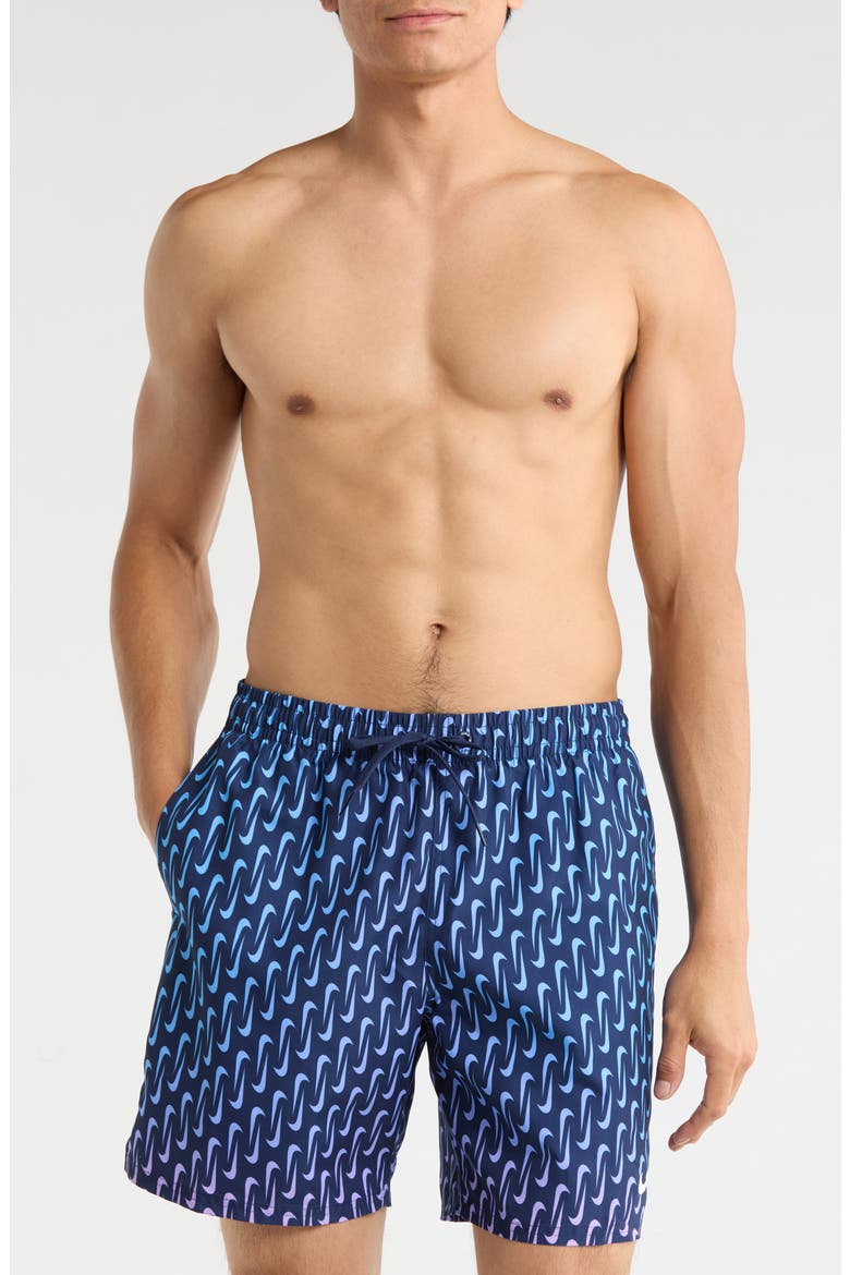 7-Inch Breaker Swoosh Swim Shorts, Main, color, MIDNIGHT NAVY