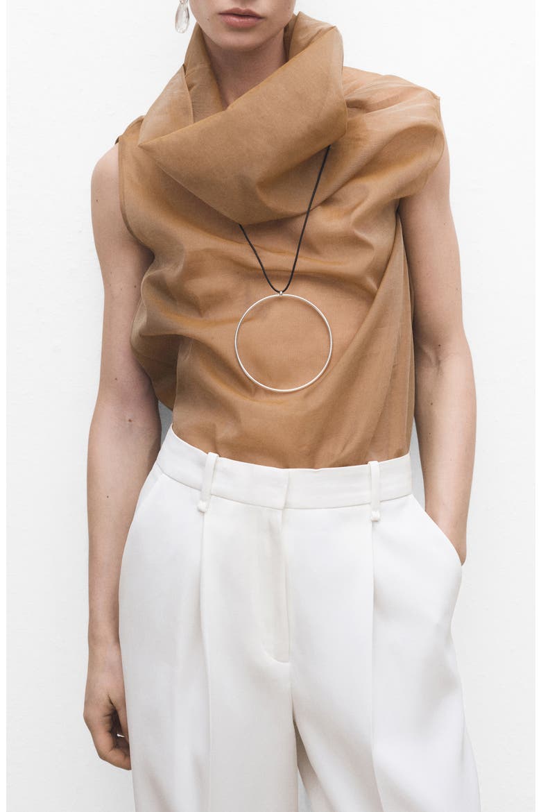 Cotton & Silk Organza Top, Main, color, MEDIUM BROWN