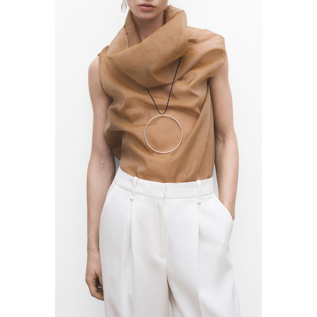 Mango Cotton & Silk Organza Top In Medium Brown