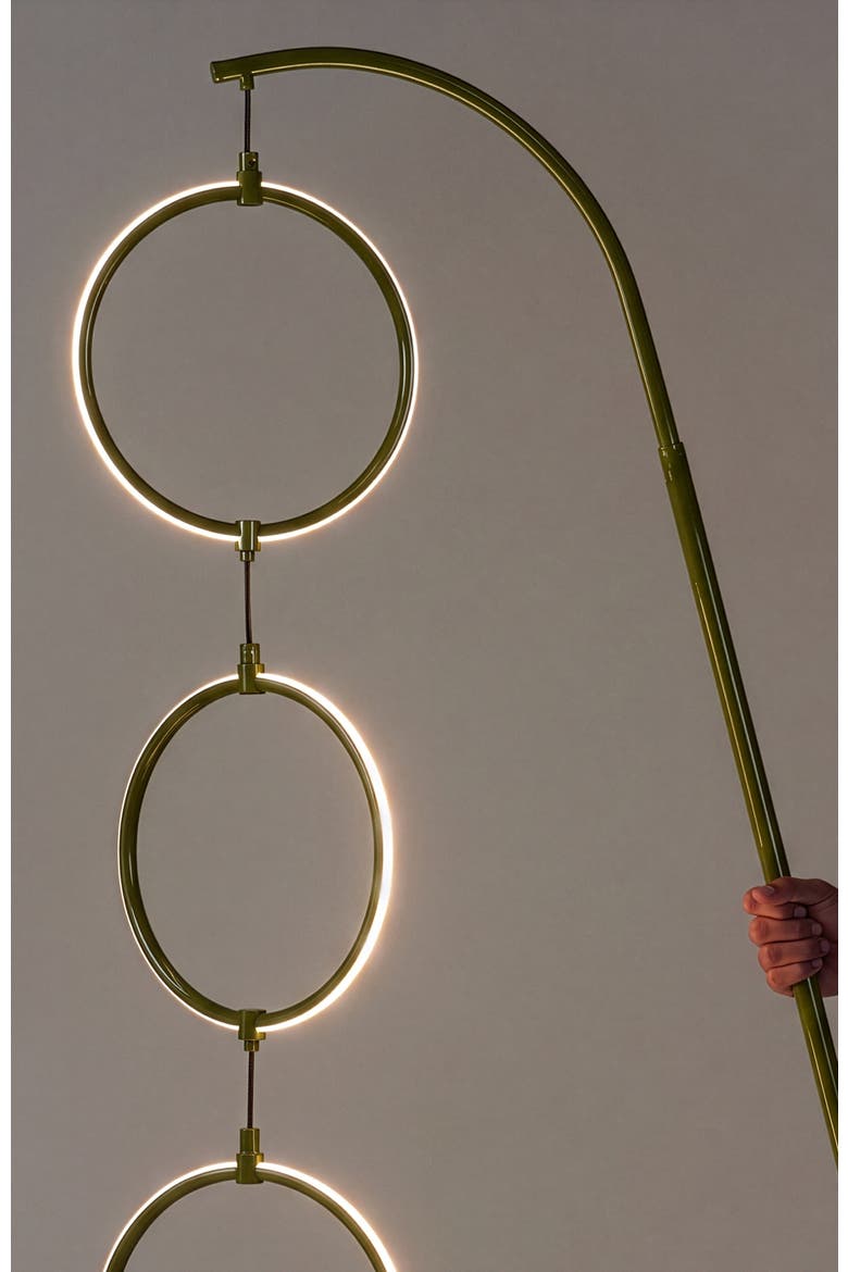 3 Ring Lamp 74" Novelty Halo Integrated LED Floor Lamp with 3-Way Dimming, Alternate, color, Green