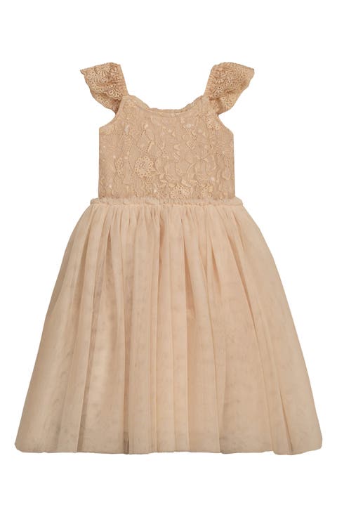 Camilla Lace Flutter Sleeve Dress (Infant, Toddler & Girls)