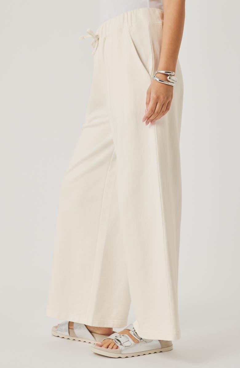 Splendid Greta Terry Crop Drawstring Pants, Alternate, color, Shell White