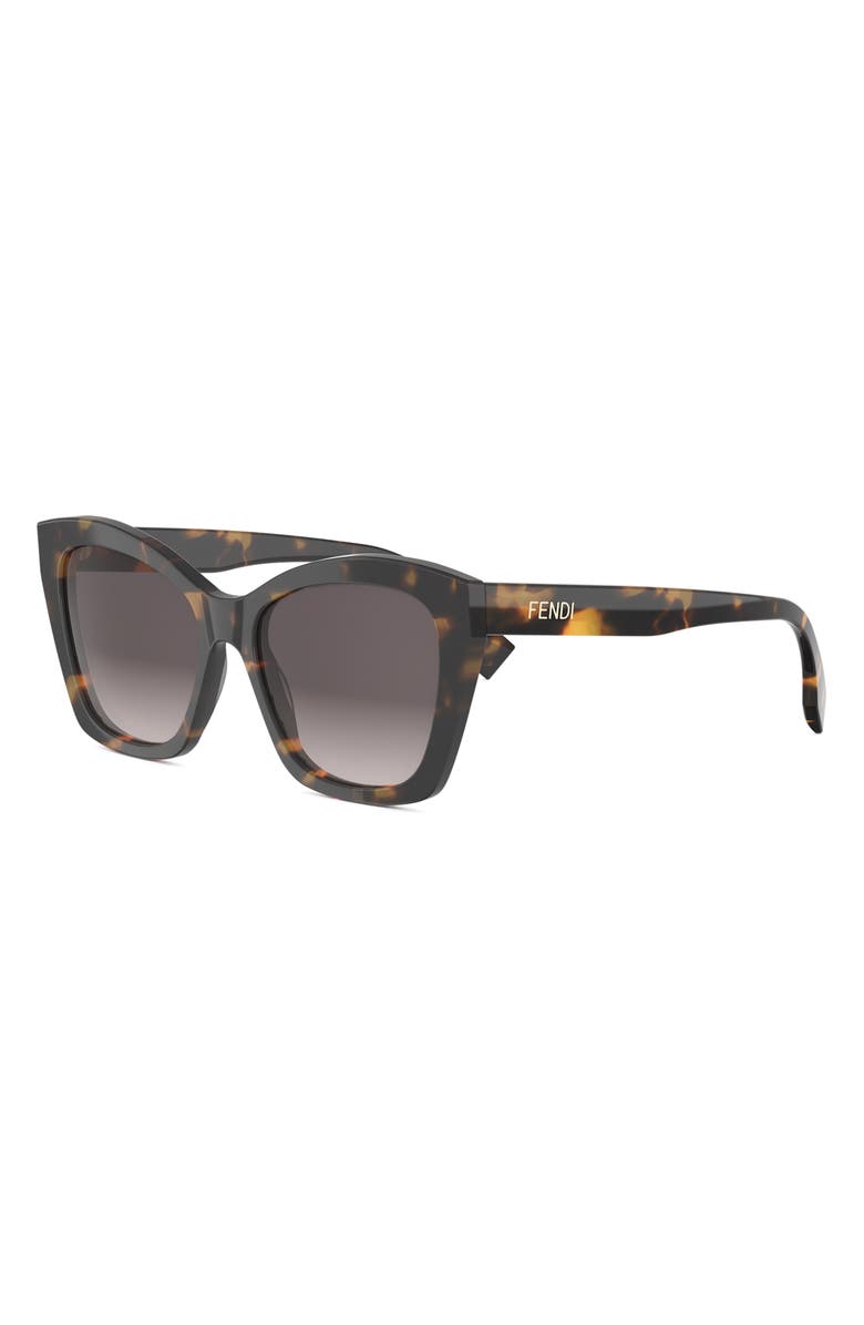 Fendi 'Fendi Lettering 55mm Gradient Square Sunglasses, Alternate, color, Havana/ Other / Gradient Smoke