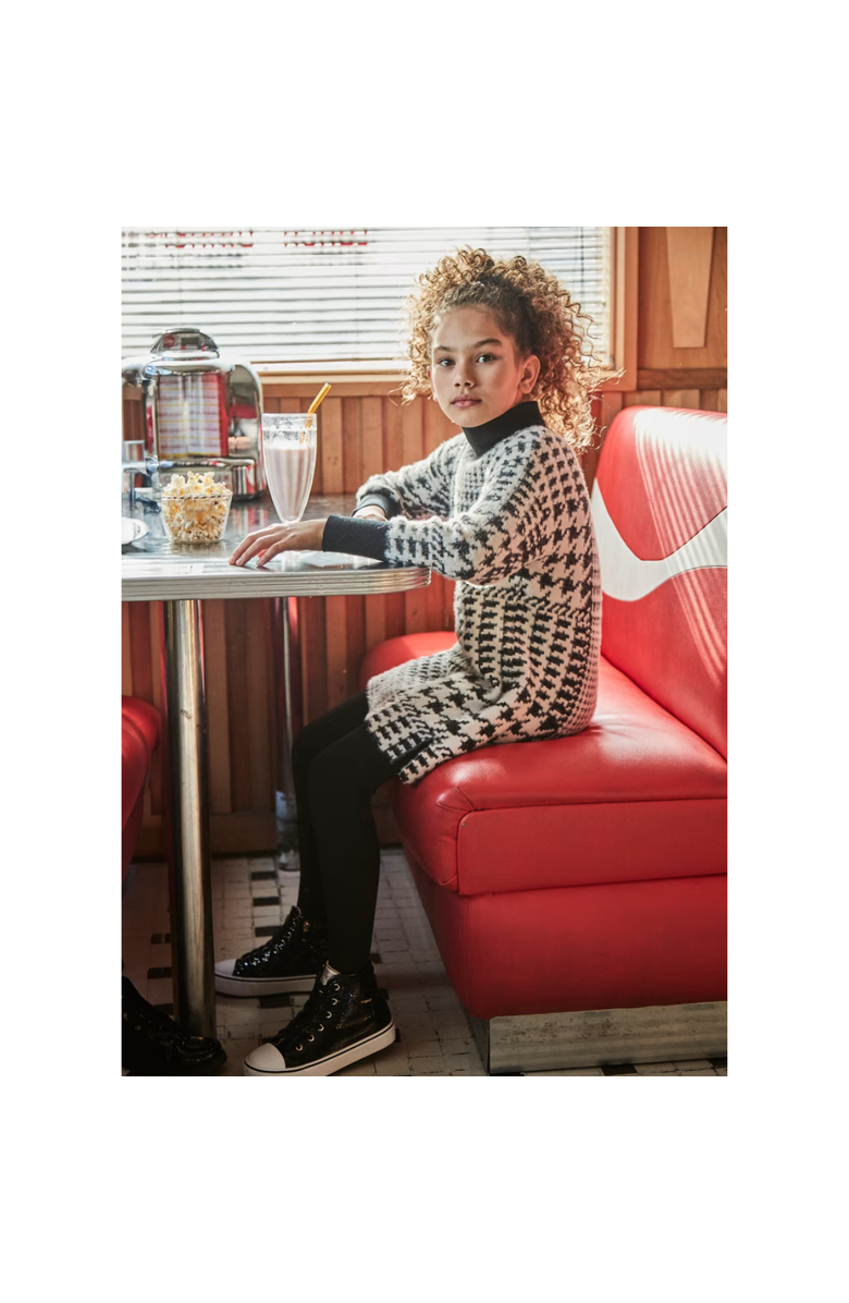 Mayoral Houndstooth Knit Dress, Alternate, color, Black