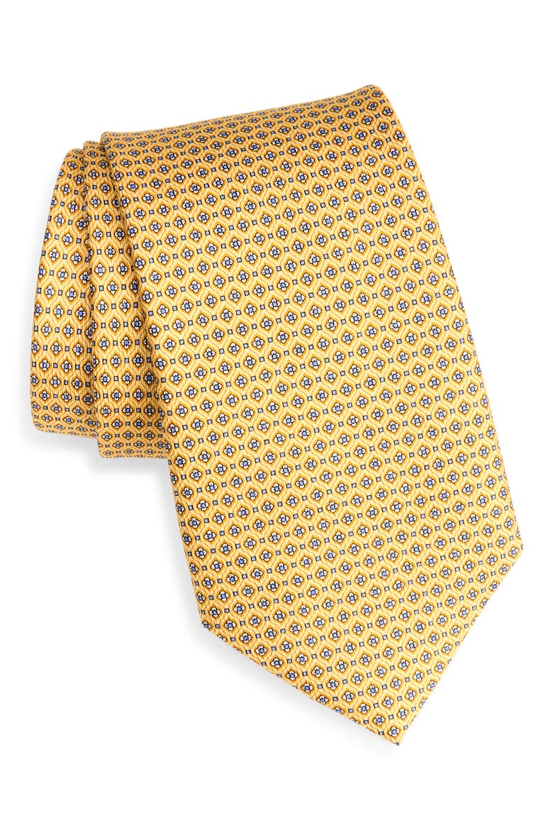 Floral Silk Tie, Main, color, YELLOW