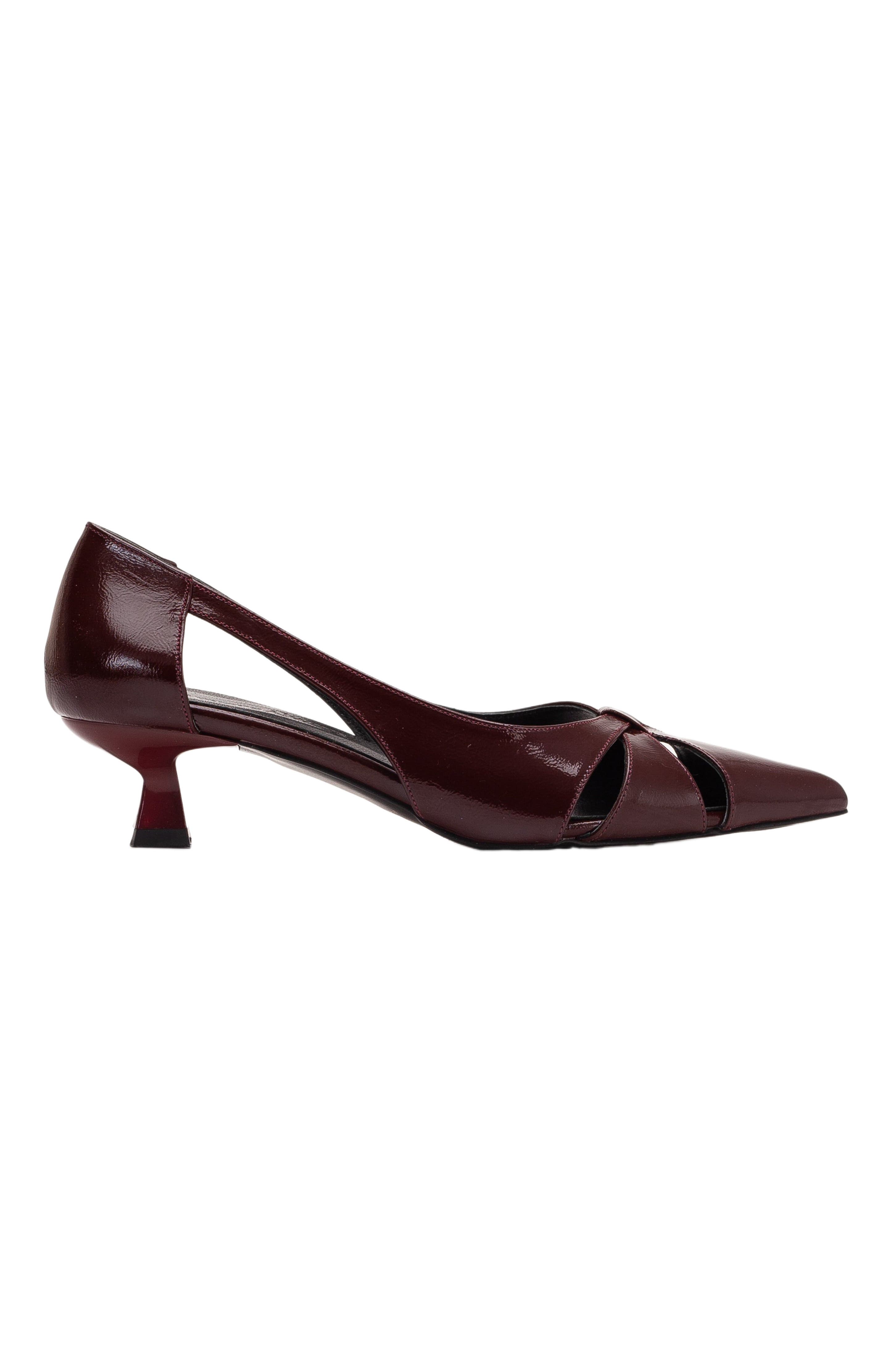 Sidal Kitten Heel Leather Pumps, Alternate, color, Burgundy Patent Leather