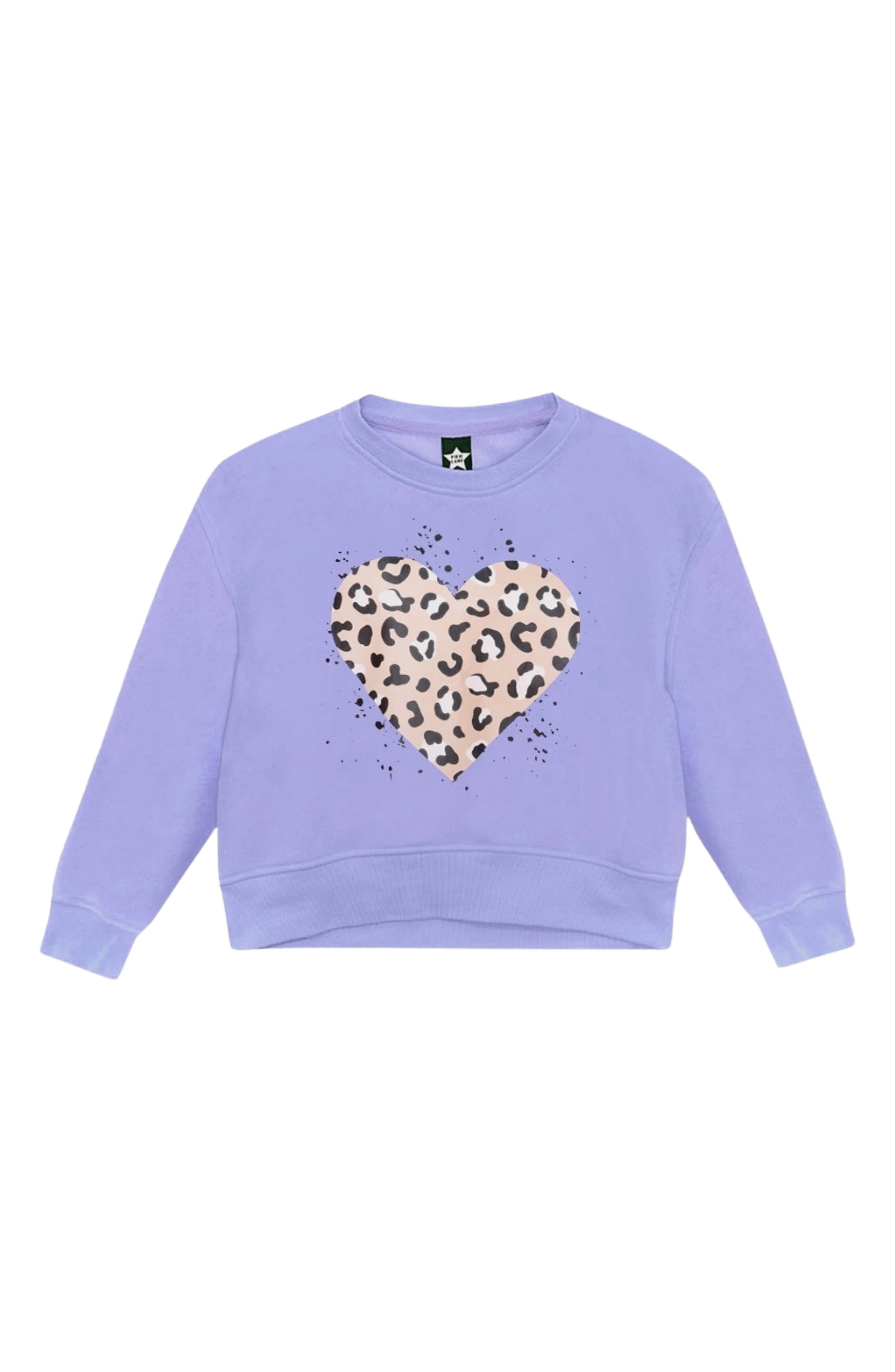 PixieLane Kids' Cloud Soft Cheetah Heart Graphic Sweatshirt