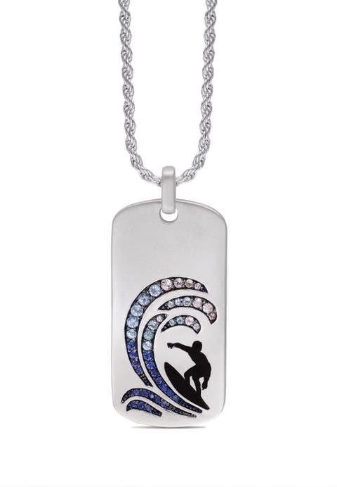 Surfer Paradise Sapphire & Topaz Silver Tag Necklace