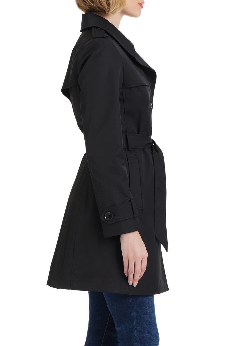 short trench coat, Alternate, color, BLACK