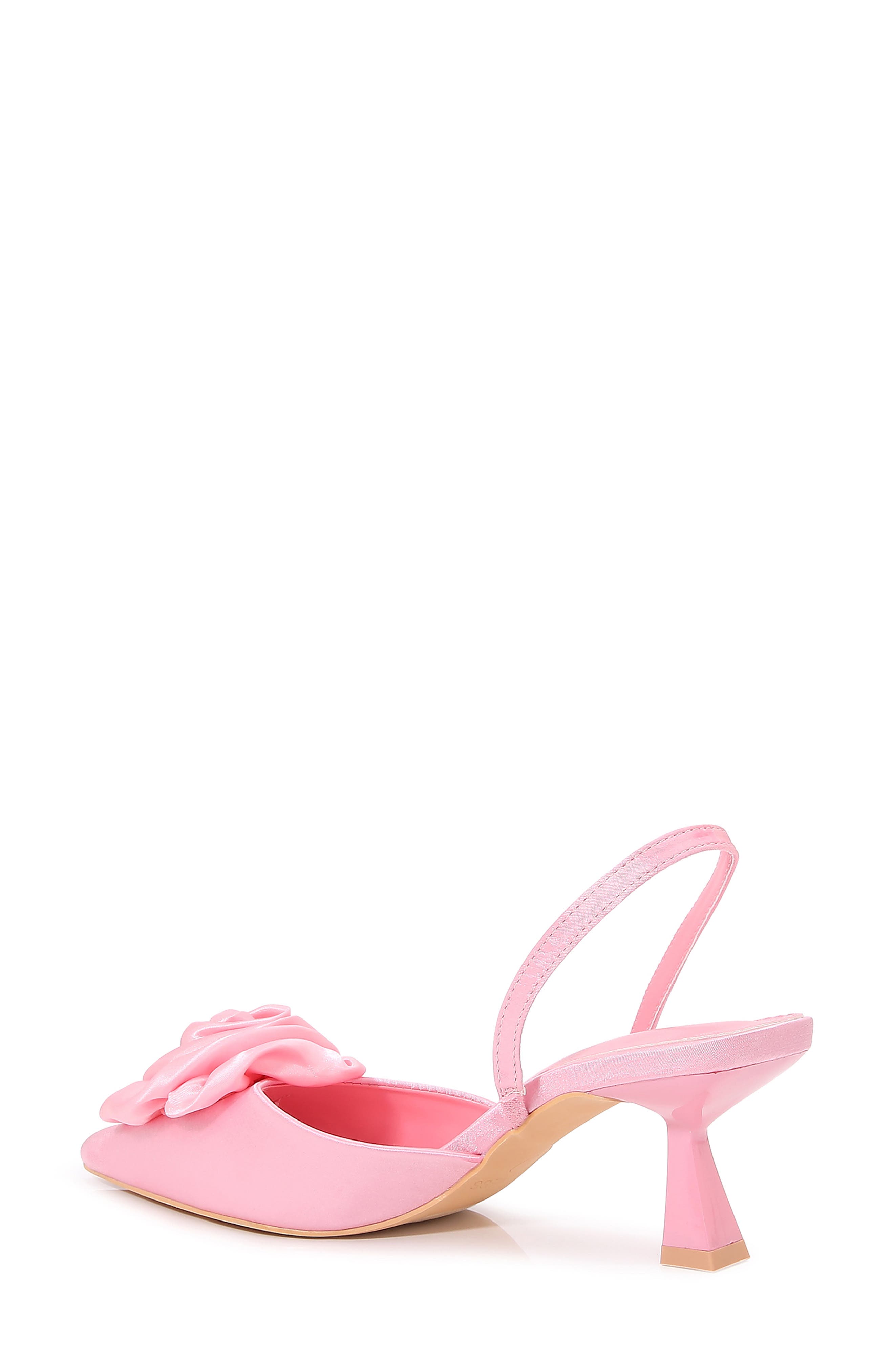 Camellia Satin Rose Slingback Kitten Heel Pump, Alternate, color, PINK