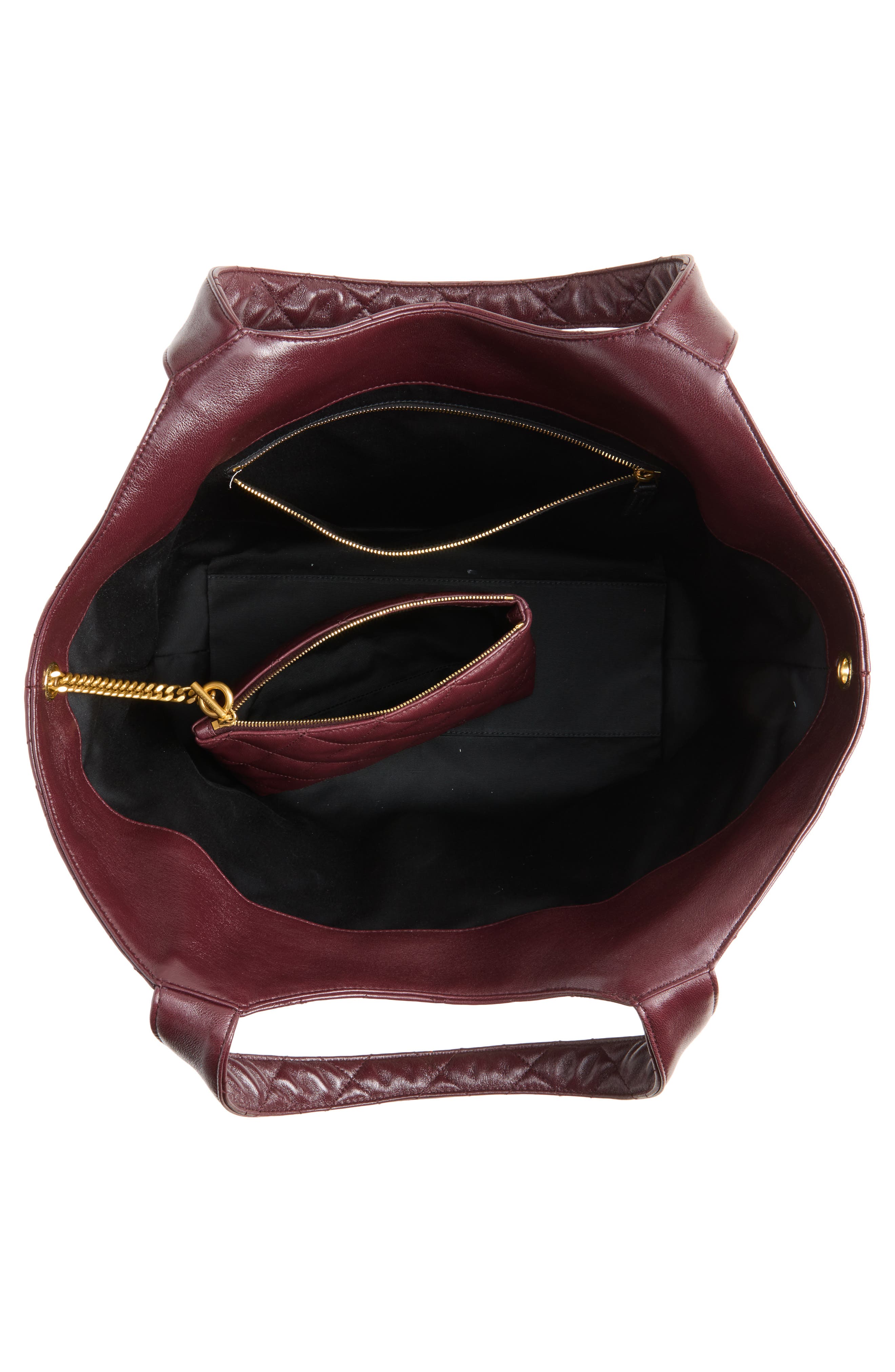Saint Laurent Medium Icare Quilted Leather Shopper Tote, Alternate, color, Rouge Cabernet