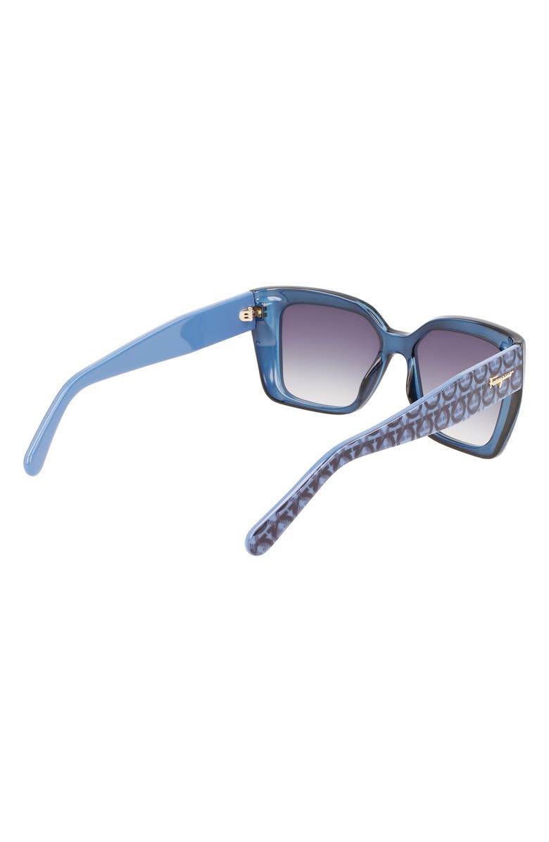 FERRAGAMO Gancini 55mm Gradient Rectangular Sunglasses, Alternate, color, Transparent Blue