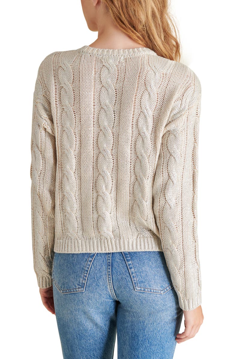Steve Madden Renzo Cable Stitch Cotton Sweater, Alternate, color, Antique Ivory
