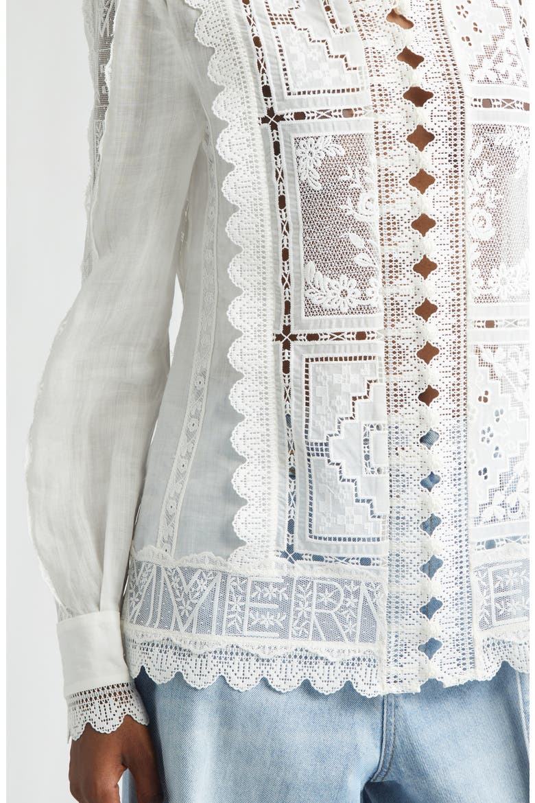 Aster Embroidered Lace & Eyelet Shirt, Alternate, color, IVORY