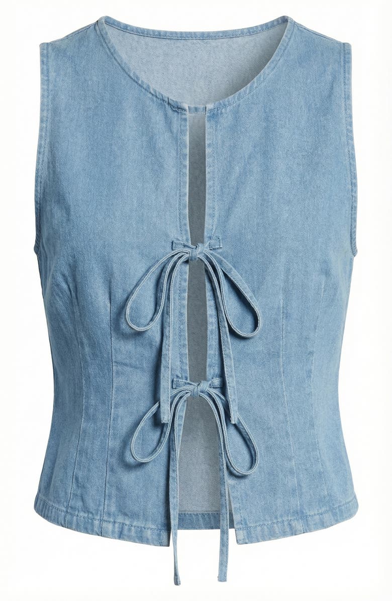 Modenaire Sleeveless Denim Vest Top with Tie Front Closure, Alternate, color, 
